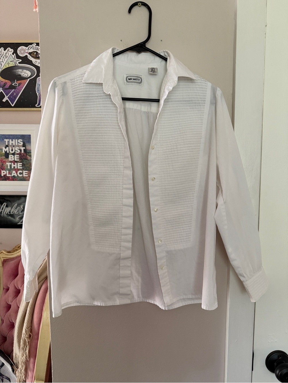 Vintage Mr. Witt White Pleated Front Dress Shirt - Picture 4 of 6